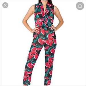 American Apparel watermelon print chiffon jumpsuit